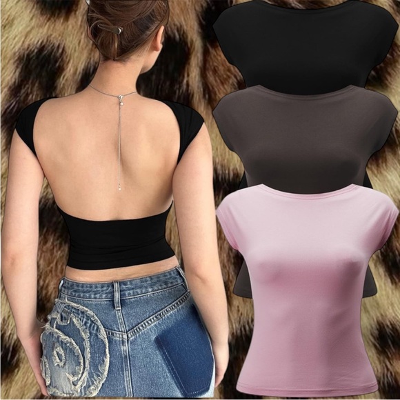 Baby Pink Backless Top - Picture 1 of 4